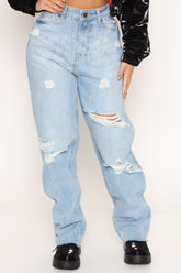 Second Date Straight Leg Jeans - Light Blue Wash Ins Street